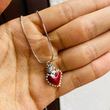 Collar corazon raices mini plateado