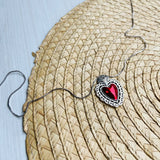 Collar corazon victoriano plateado