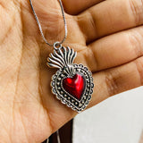 Collar corazon raices plateado