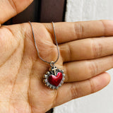 Collar corazon cruz mini plateado