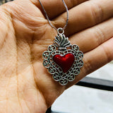 Collar corazon sacramento plateado