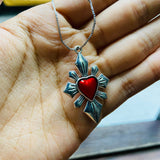 Collar corazon diamante plateado