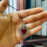 Collar corazon sacramento plateado