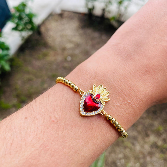 Pulsera amor dorado balines