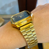 Reloj casio cuadrado dorado/negro
