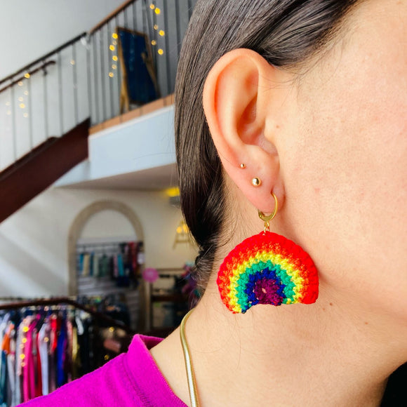 Candongas arcoiris crochet