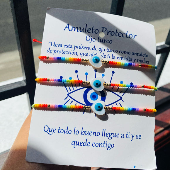 Pulsera ojo turco corazón x3