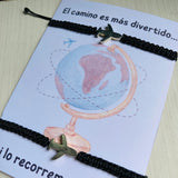 Pulsera negra x2 tejida avion