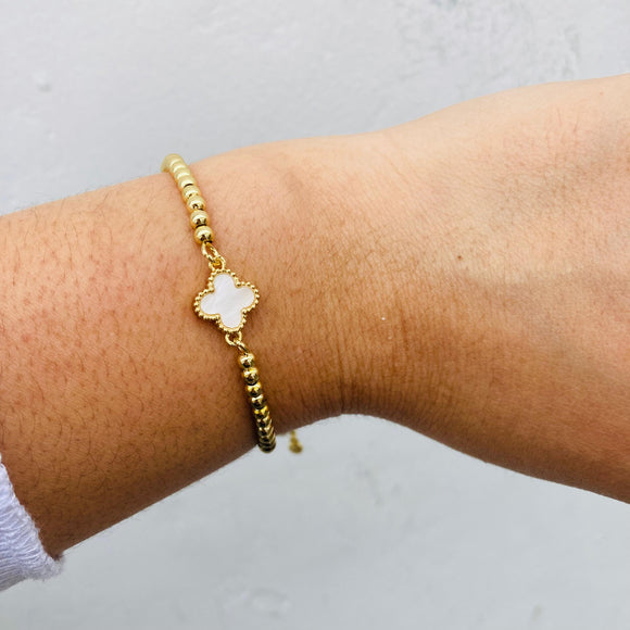 Pulsera Trebol blanco Balines