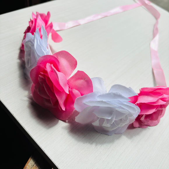 Tiara Flores Rosa/blanco