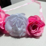 Tiara Flores Rosa/blanco