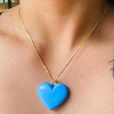 Collar corazon plano azul