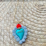 Collar corazon amor turquesa
